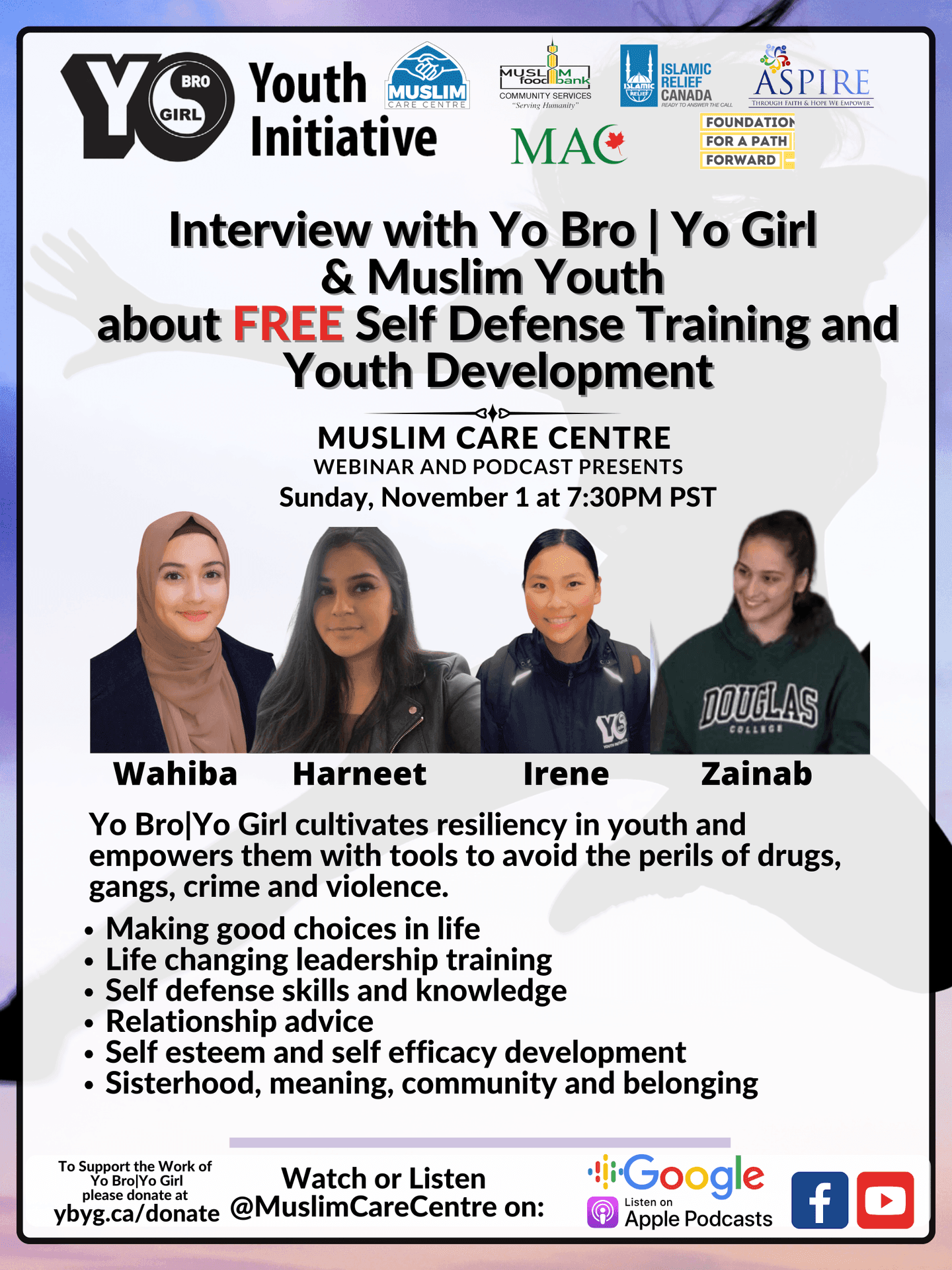 Interview with You Bro | Yo Girl & Muslim Youth About FREE Self Defense Training and Youth Development