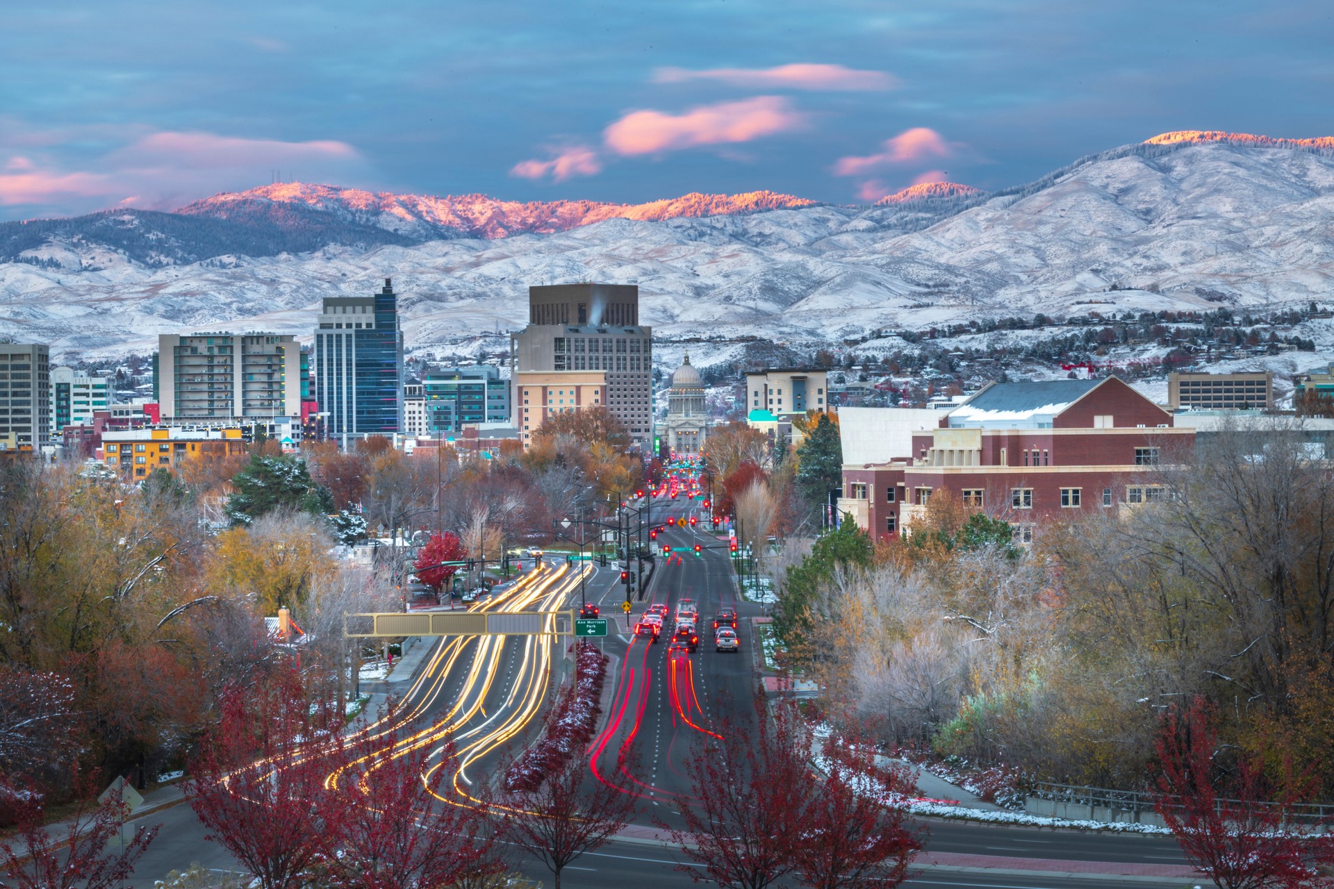 Boise Downtown at dusk, The State Capital of Idaho