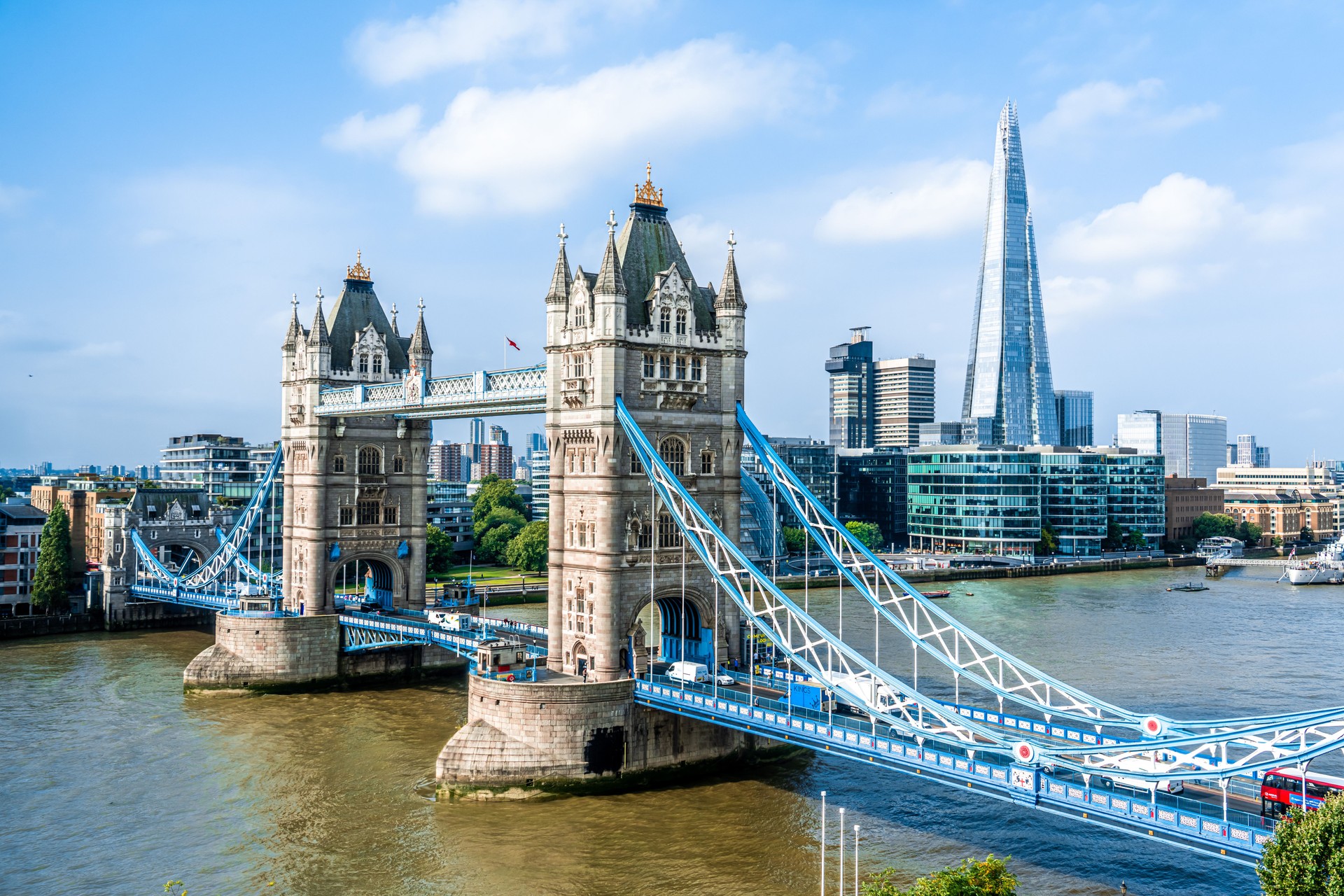 London Tower Bridge Bright Blue Sky